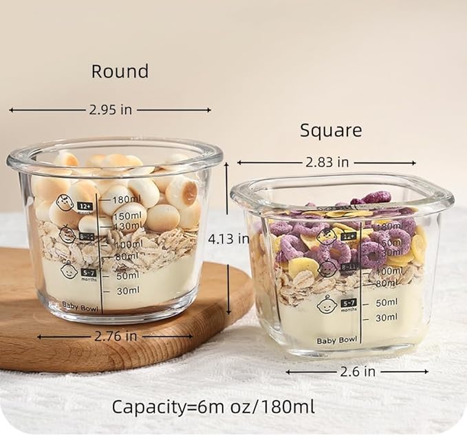 Ivymei Mini Glass Containers with lids,Small Clear Food Storage Contaiers Glass Food Jars with scale for Food Portion,Dipping Sauce,Snack,Yogurt,Fruit,Microwave Freezer Safe(green purple)