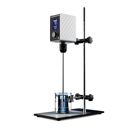 Electric Overhead Stirrer Mixer 60L 2000RPM, Digital Lab Stirrer with Timer & Stand, High Viscosity Mixer 80000mPas, Brushless Motor for Homogeneous Emulsion & Chemical Processing