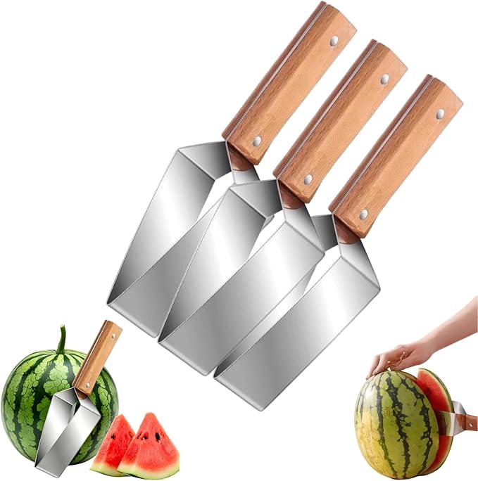 2026 New Stainless Steel Watermelon Cutter Slicer，Watermelon Cutter Slice Tool, Triangle Watermelon Cutters, Stainless Steel Multifunctional Fruit Slicing And Meat Divider (3pcs)