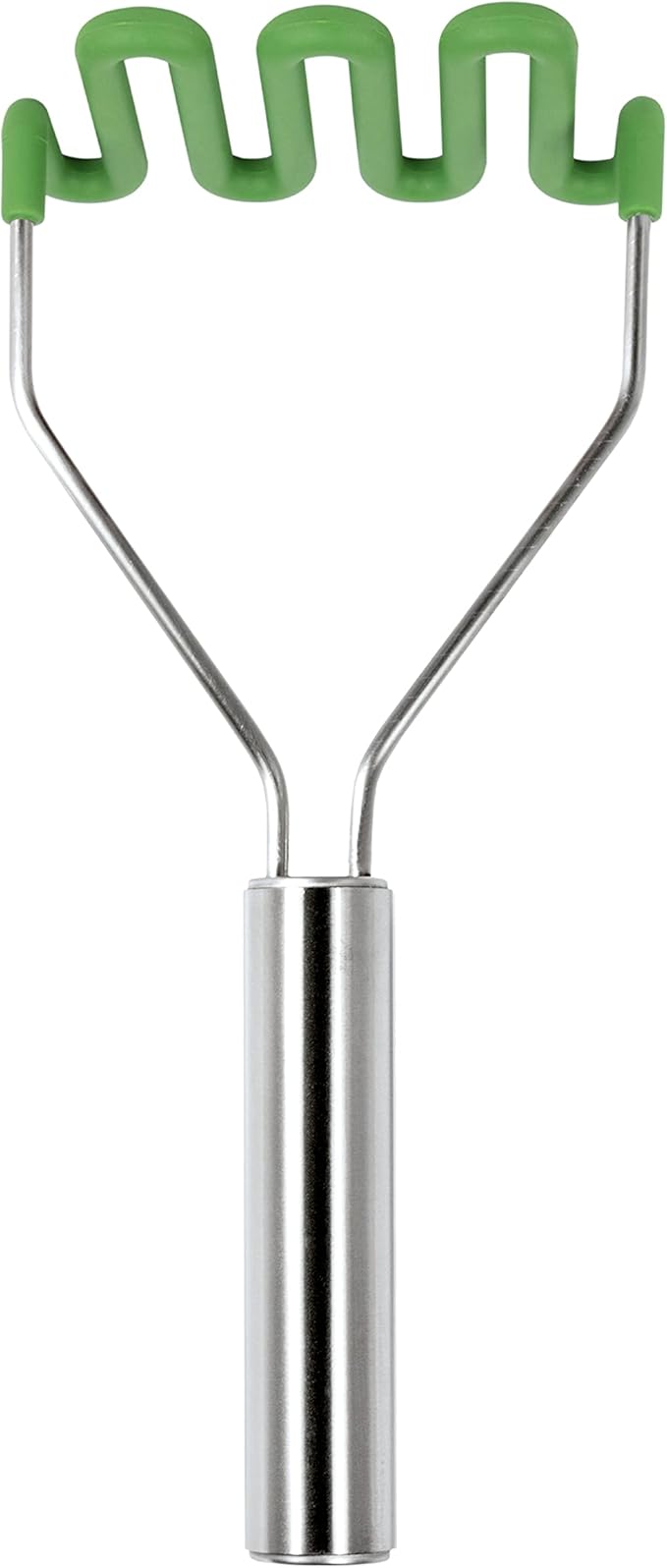 Tovolo Silicone Potato Masher Stainless Steel Handle Pesto Green Dishwasher Safe Heat Resistant Non Scratch Handheld Coil Wire Potato Smasher for Nonstick Pans Ergonomic Kitchen Food Prep Tool