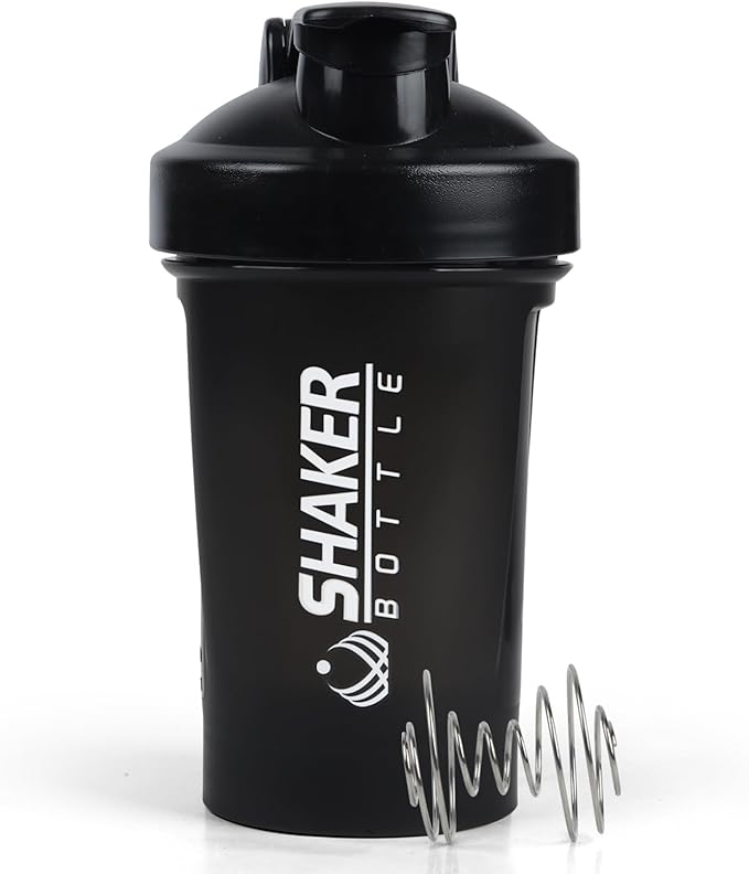 Shaker Bottle,400ml Small Protein Shaker Bottle with Mixing Ball, Portable 14oz GYM Shakes Cup for Workout,BPA free, 100% Leak Proof,Dishwasher Safe（Black）