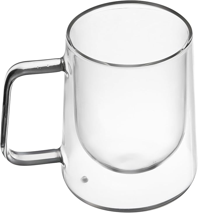 Restaurantware Glass Espresso Cups 12 Count 10 Ounces Borosilicate Double Wall Glass Coffee Mugs Insulated Clear Tea Drinkware for Hot or Cold Beverages