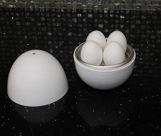 Microwave Egg Boiler Cooker Hard or Soft Boiled Eggs BPA Free Cook Up To 4 Eggs In Minutes Food-Grade White