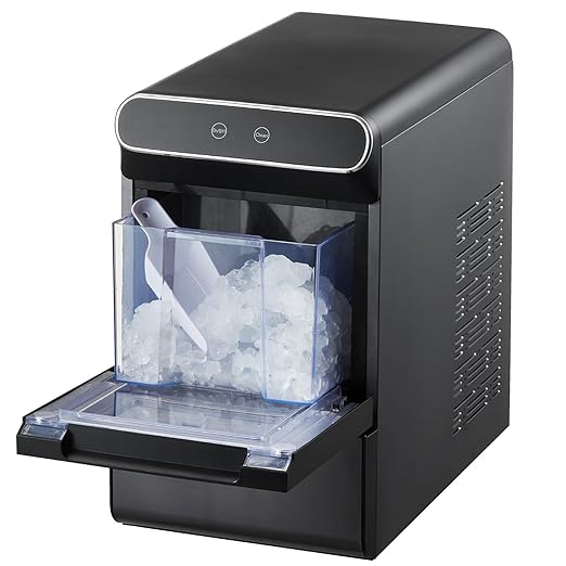VEVOR Nugget Ice Maker, 37lbs/24H, with Self Cleaning, with Ice Scoop and Basket, Stainless Steel Ice Machine with Convenient Ice Transfer for Home Kitchen Office
