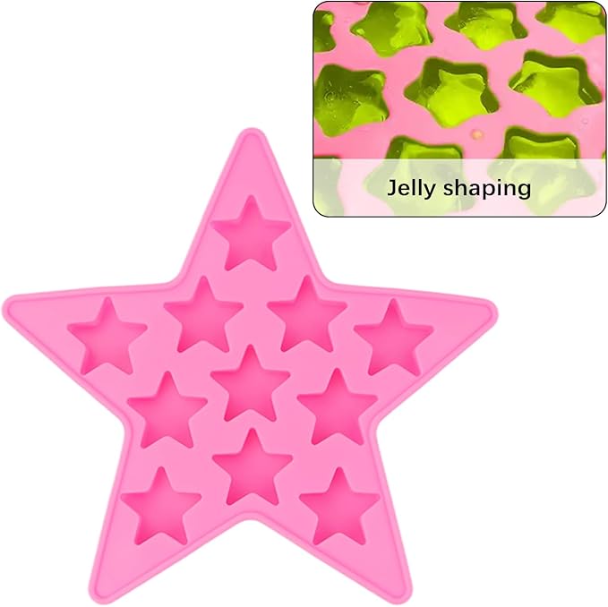 2PCS Star Shaped Silicone Ice Cube Tray, Reusable Silicone Ice Maker for Whiskey Drinks, Freeze Star Ice Mold Pentagram Ice Trays Club Bar Party Use Making Homemade Ice, Chocolate, Gummy, Jelly More
