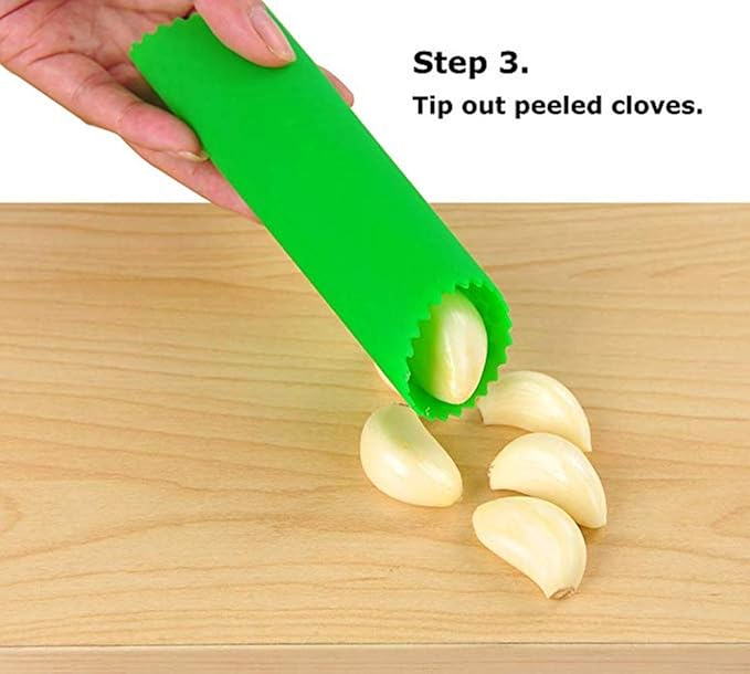 Sinnsally Garlic Peeler Skin Remover Roller Keeper,Easy Quick to Peeled Garlic Cloves with Silicone Tube Roller Garlic Peeling Kitchen Tool(Green)