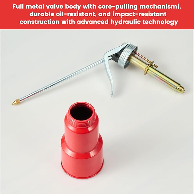 2-Pcs Oil Can Hand Pump Oiler Metal Pump Oil Can 8oz. (250ml) with Metal Straight & Long Flex Spout