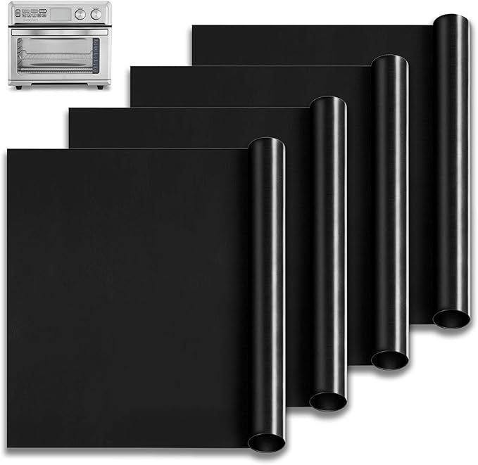 Oven Liners for Bottom of Oven, 11.4"x14.2" Reusable Non-Stick Heat Resistant Toaster Liners Toaster Mat for for Cuisinart TOA-95 Air Fryer Toaster Oven, 4 Pack