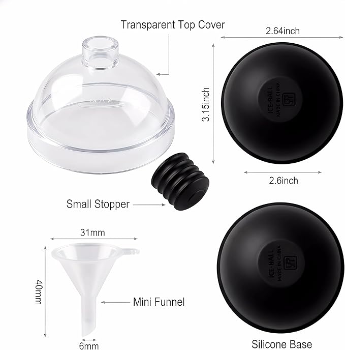 Whiskey Ice Ball Mold 5 Pack, 2.6 Inch Large Sphere Ice Maker with Lids, Food Grade Silicone Easy Release Ice Cube Molds for Home Bar, Cocktail, Bourbon, Scotch, Reusable Ice Ball Maker for Parties