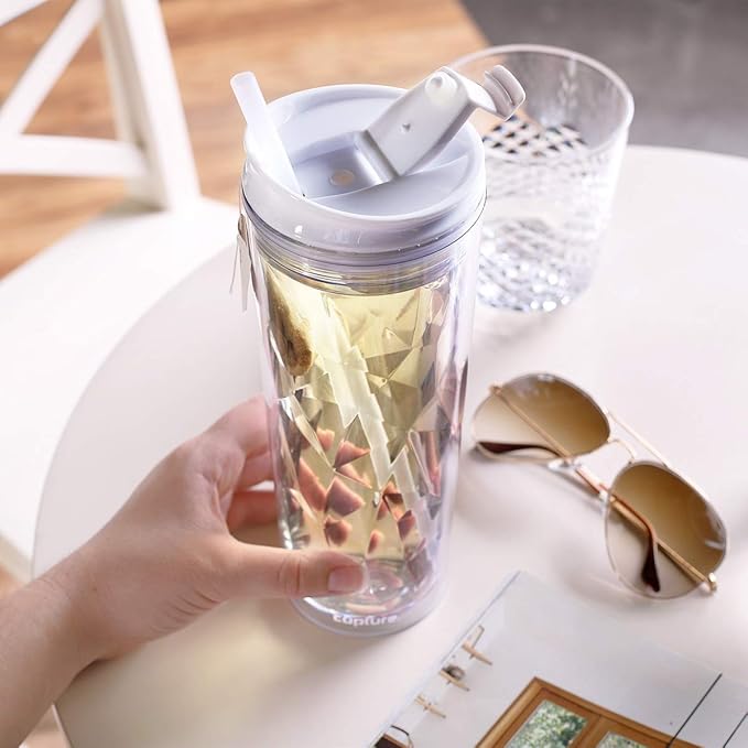 Cupture Crystal Click & Seal Shake Tumbler Cup for Hot or Cold Drinks - 22 oz (Clear Diamond)