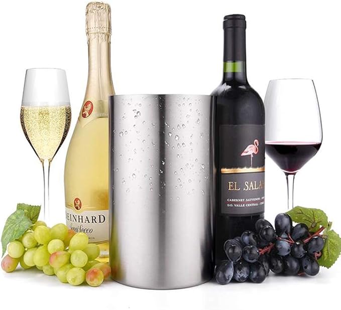 Jolitac 4 Pack Wine Chiller Bucket, Stainless Steel Double Wall Wine Cooler Bucket, Keeps Cold for Hours Wine Bottle Cooler Chiller Insulated Champagne Beer Ice Bucket (4 PCS)