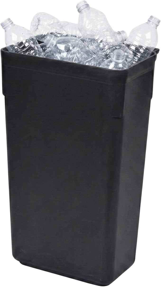 Restaurantware RW Clean 13 Inch x 9.2 Inch Waste Basket 1 Slim Trash Bin - Attachable For Office Black Plastic Trash Can Fits Rolling Utility Cart Heavy Duty