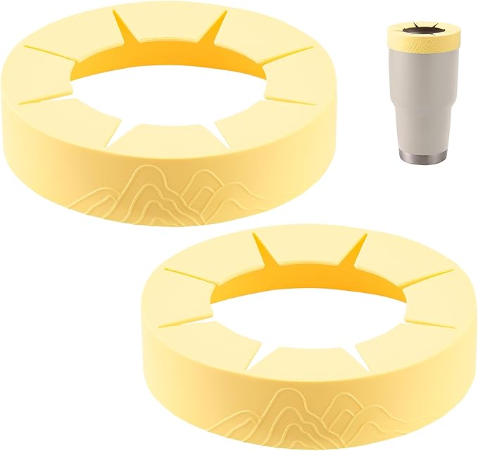 2Pack Silicone Ring for YETI 30 oz stainless Steel Tumbler, Reusable Ice Coffee Silicone Sleeve for 30oz YETI, RTIC, BJPKPK Tumblers with a Mouth Diameter of 3.9-4 inches(Yellow)