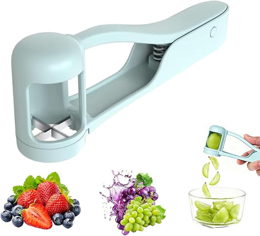 Grape and Cherry Tomato Cutter, Fruit Slicer Handheld, One Second Fruit Slicer for Cherry Tomatoes, Ideal for Grapes, Cherry Tomatoes, Strawberries, Blueberries, And Small Fruits (A)