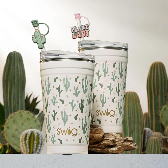 Swig Life 24oz Party Cup, Stackable Insulated Travel Coffee Tumbler with EZ Slider Lid, Cup Holder Friendly, Stainless Steel 24 oz Tumbler, Reusable Coffee Mug (Desert Child)
