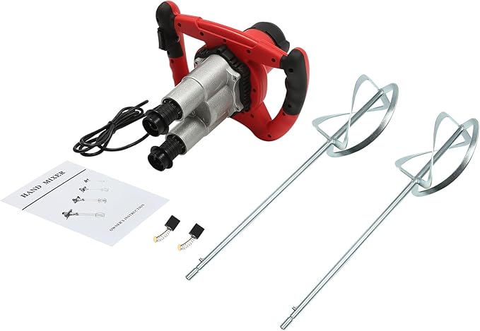 Paint Mortar Stirrer 2800W Dual Paddle Electric Mortar Stirrer Handheld Concrete Cement Mortar Mixer with 6 Speed Thinset Grout Plaster Paint Mud Fodder Mixer Machine Stirring Tool