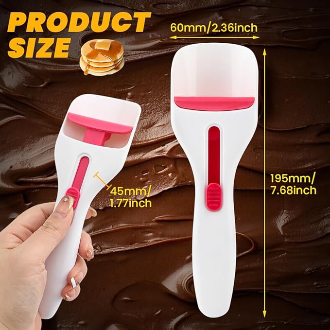 2pcs Cupcake Scoop Batter Dispenser Cake Pastry Spatula Spoon Cupcakes Shovel with One-Touch Sliding Button Cake Batter Distribution Too(COLOR:white)