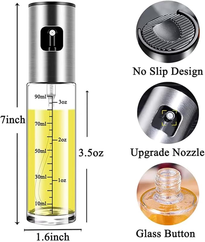 DUTHINGS Oil Sprayer for Cooking – Glass Oil Dispenser Bottle with Stainless Steel Top, Olive Oil Sprayer, Cooking Oil Dispenser Set with Funnel, Brush & Cleaning Tool