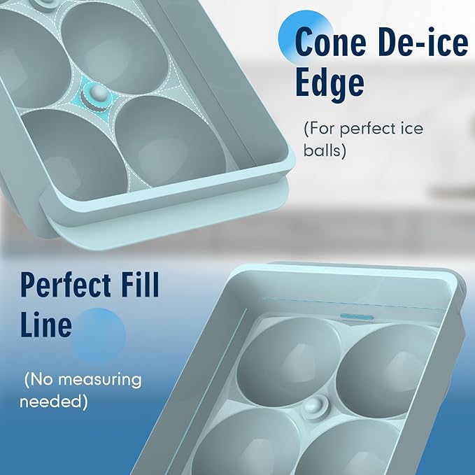 Large Ice Ball Maker Mold, 1.9" Round Ice Cube Mold for Whiskey Bourbon Cocktail, 6 Balls, Sphere Ice Mold, Big Ice Cube Tray with Container and Tongs, Easy to Fill & Release