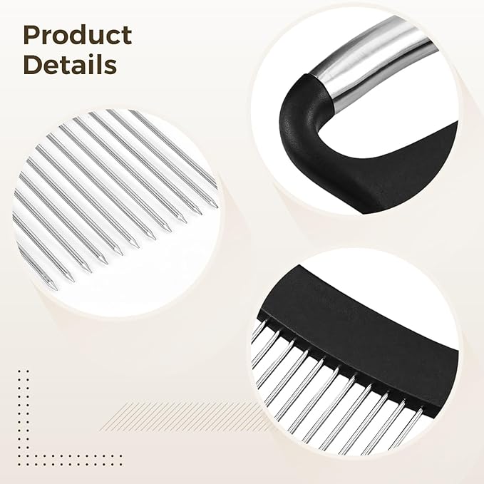 3 Pack Stainless Steel Onion Slicer, Lemon & Vegetable Cutter with Handguard, Meat Tenderizer for Easy Food Prep