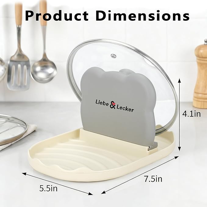 Liebe&Lecker Spoon Rest with Lid Holder, Spoon Rest for Stove Top and Kitchen Counter, Heat-Resistant Pot Lid Holder,Kitchen Gadgets Accessories for Cooking