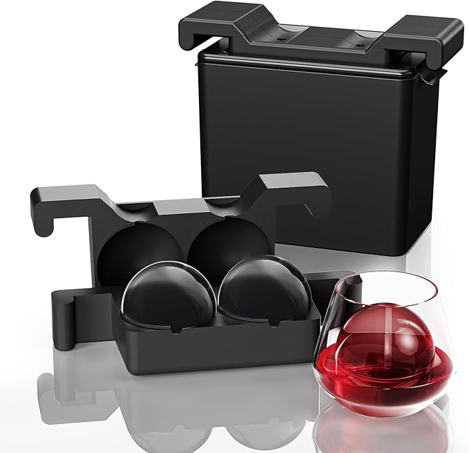 Clear Ice Ball Maker,2 Cavity Ice Ball Maker Mold for Whiskey,2.7 Inch Round Sphere Ice Maker,Idea Gifts for Dad Boyfriend Boss Men who Have Everything