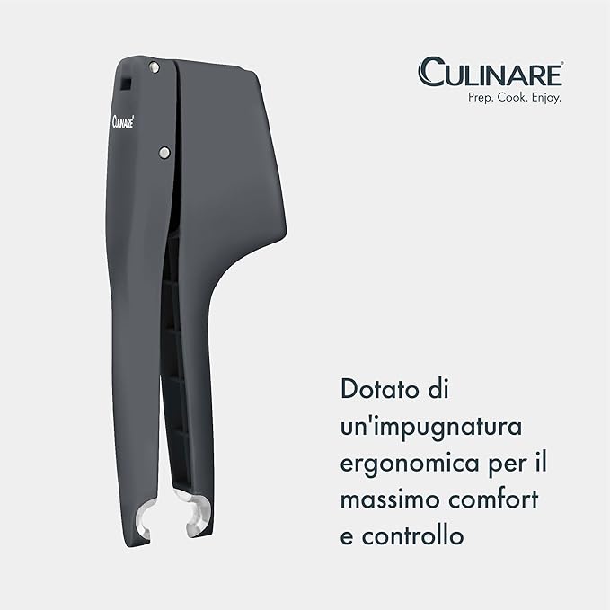 Culinare Garlic Press – Ergonomic Garlic Crusher with Large Chamber for Multiple Cloves – Easy to Use Ginger Mincer – Powerful Stainless Steel Crushing Action – Dishwasher Safe, 2-Year Guarantee