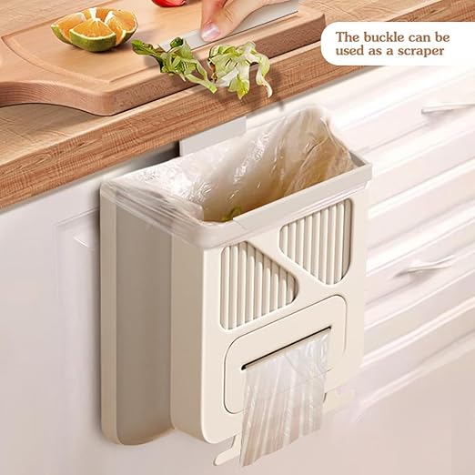 Hanging Kitchen Trash Can, Collapsible Trash Can for Kitchen, 2.1 Gallon Foldable Waste Bin for Kitchen/Bathroom/Car (White), Pe038-trashcan-White