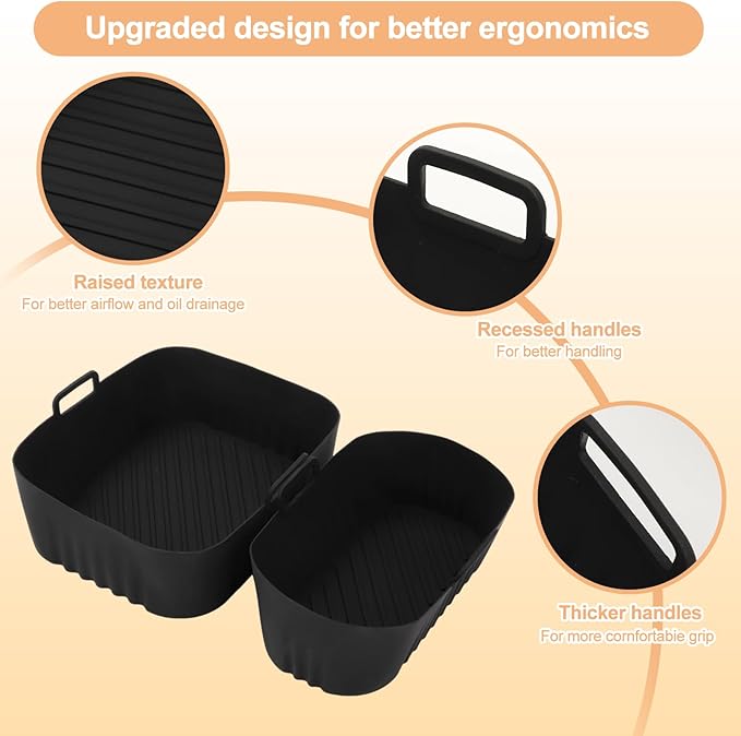 Air Fryer Silicone Liner for Philips Dual Basket Air Fryer 3000 Series 6L/3L,2-Pack Reusable Dual Airfryer Liners Accessories for Philips 9L 2-Drawer NA350/00