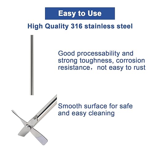 ONiLAB 18900478 316L Stainless Steel Grand Propeller Stirrer,100mm Stirrer Diameter, 8 mm Shaft Diameter, 600 mm Shaft Length