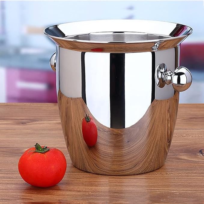 Ice Buckets - Champagne Ice Bucket with Tongs, Silver Trumpet Ice Bucket Stainless Steel Mirror Reflection Wine Cooler for Wedding Bar Beer Red Wine Liquor Beverages Party, Ice Frozen Longer,2.5L