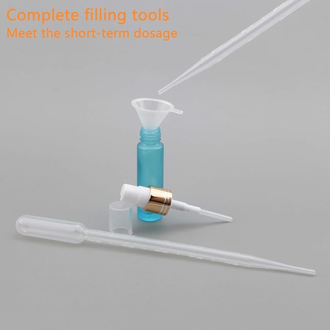 Ellbest 10PCS 10ml Glass Spray Bottle Refillable Fine Mist Spray Bottle with 5 Dropper & 10 Funnels, Small Travel Glass Perfume Container Leak-Proof Portable Atomizer for Perfume, Cosmetic Liquids