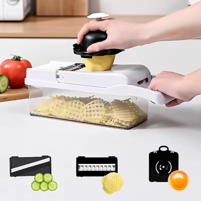 Vegetable Slicer and Chopper, 26-in-1 Kitchen Mandoline, Food Shredder and Dicer, Multifunctional