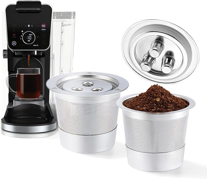 2 Pack K Cups Reusable Coffee Pods for Ninja Dual Brew Coffee Maker Stainless Steel Permanent K Cups Filters Coffee Accessories Compatible with Ninja CFP201 CFP301 Dual Brew Pro Machine