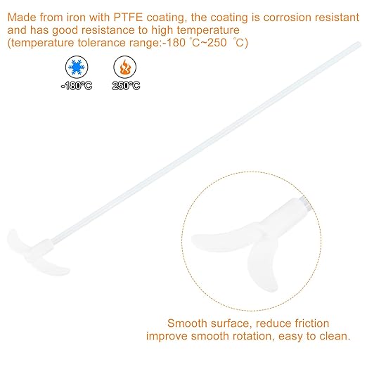 MECCANIXITY PTFE Electric Stirring Rod 600x100mm Length Overhead Stirrer Mixer Shaft with Foldable Paddle for Lab