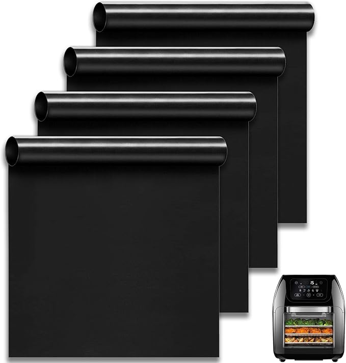 Oven Liners for Bottom of Oven, 9.4"x8.7" Reusable Non-Stick Heat Resistant Baking Mat Teflon Sheets for Chefman 10QT Multifunctional Digital Air Fryer, 4 Pack