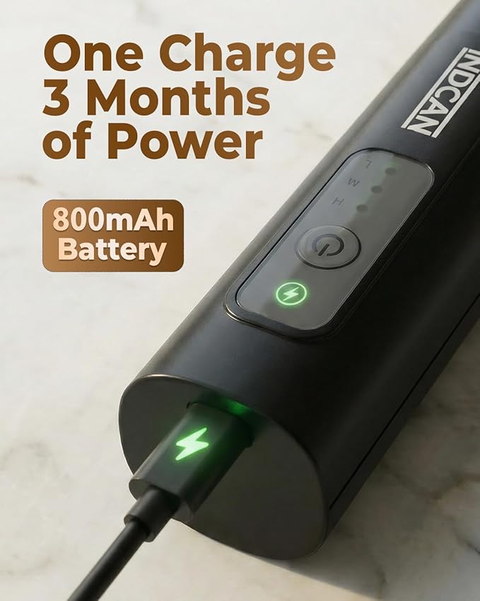 INDCAN Rechargeable Milk Frother Handheld, Electric Coffee Frother Wand with Stainless Steel Stand, 3-Speed Foam Maker with 2 Whisks, USB-C Drink Mixer for Latte, Cappuccino, Matcha (Elite, Black)