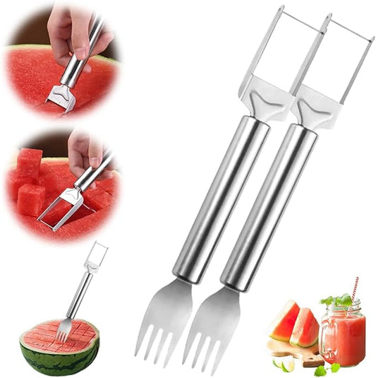 2-in-1 Stainless Steel Fruit Cutter Watermelon Cutter,2026 Watermelon Slicer Watermelon Cutters Melon Cutter Tool, Watermelon Cutting tool Stainless Steel for Kitchen (2pc)