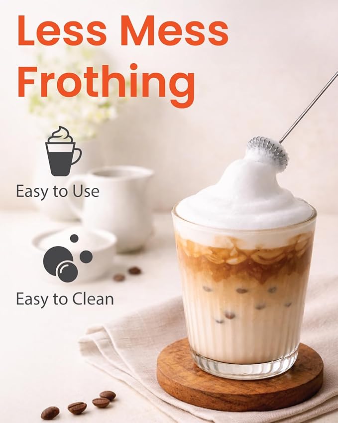 Elementi Powerful Frother Wand – Lightweight Milk Frother & Drink Mixer Handheld, Matcha Whisk for Dreamy Lattes, Powerful Coffee Mixer Wand & Blender Stirrer - Make Creamy Cappuccinos at Home (Teal)