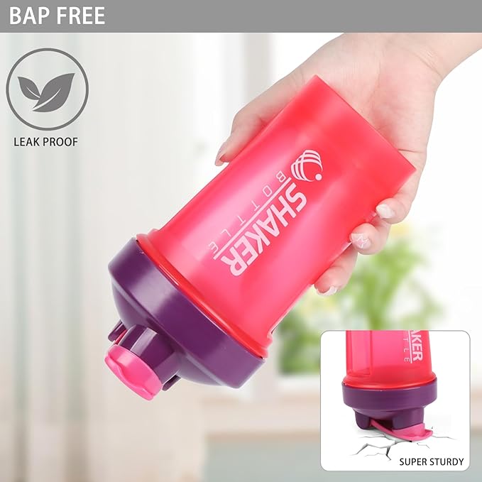 Shaker Bottle,400ml Small Protein Shaker Bottle with Mixing Ball, Portable 14oz GYM Shakes Cup for Workout,BPA free, 100% Leak Proof,Dishwasher Safe（Pink）