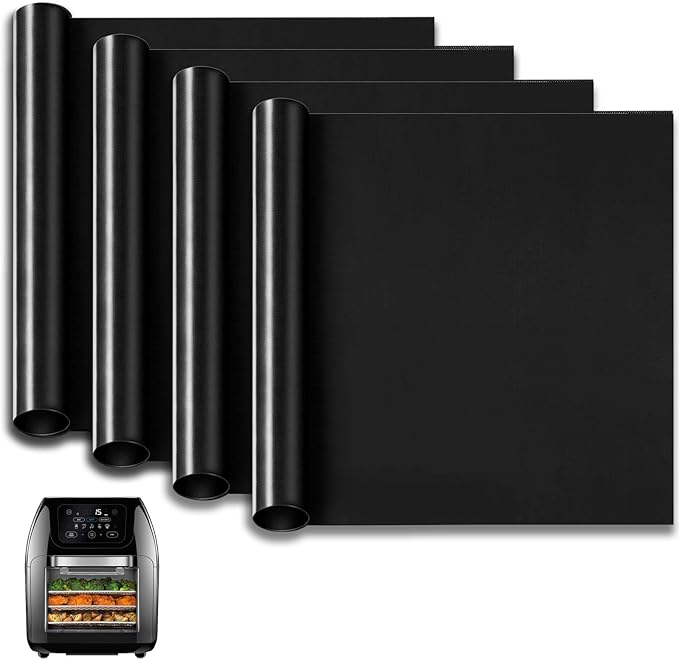 4 Packs Oven Liners for Bottom of Oven, 9.4"x8.7" Reusable Non-Stick Heat Resistant Baking Mat Teflon Sheets for Chefman 10QT Multifunctional Digital Air Fryer