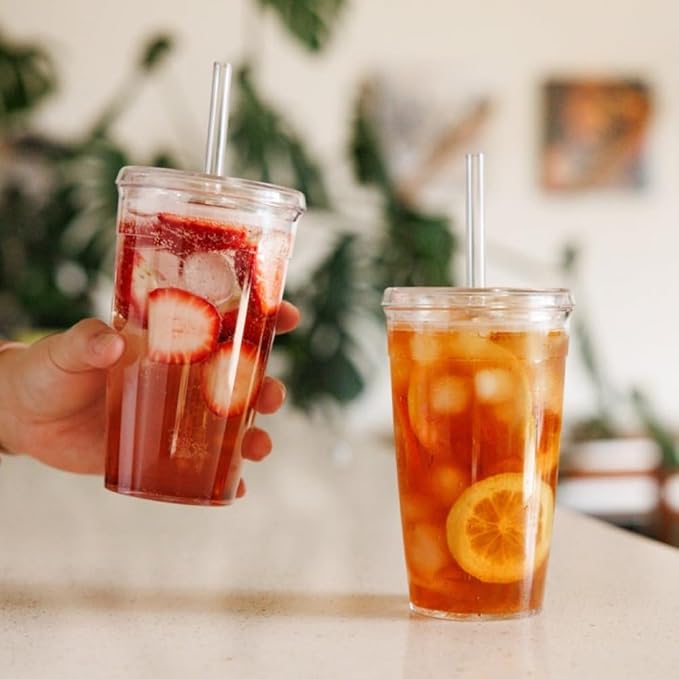 KeepCup Cold Cup - Clear Plastic, Reusable Ice Coffee Tumbler with Lid and Straw - Grande 16oz (454ml)