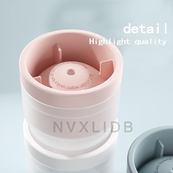 Ice Ball Making Mould - Set of 3 Round Ice Cube Mould 2.4" Spherical Ice Cube for Whiskey, Cocktail, Bourbon (3 blues) (pink)