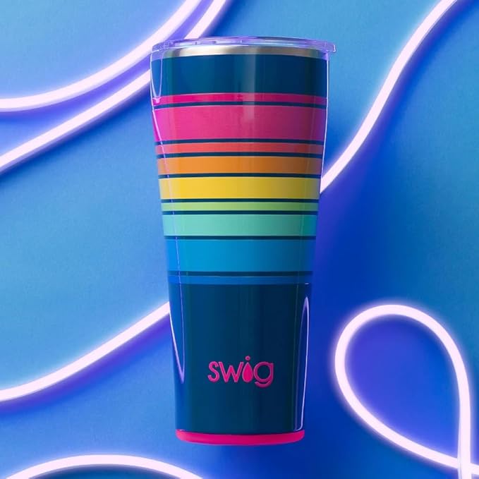 Swig Life 32oz Insulated Tumbler, Travel Coffee Tumbler with Lid, Cup Holder Friendly Travel Coffee Mug, Stainless Steel with Lid (Electric Slide)