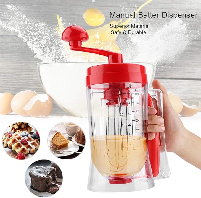 Kitchen Manual Pancake Batter Dispenser, ABS Material, 8.5x4.4x6.7 Inch, with Measuring Label