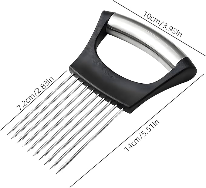 Onion Holder for Slicing, 2025 New Stainless Steel Onion Slicer Holder, Lemon Tomato Onion Cutter, Vegetables Fruit Chopper Kitchen Gadgets Assistant Tool for Meat, Eggs, Onion, Potato, Tomato (2)