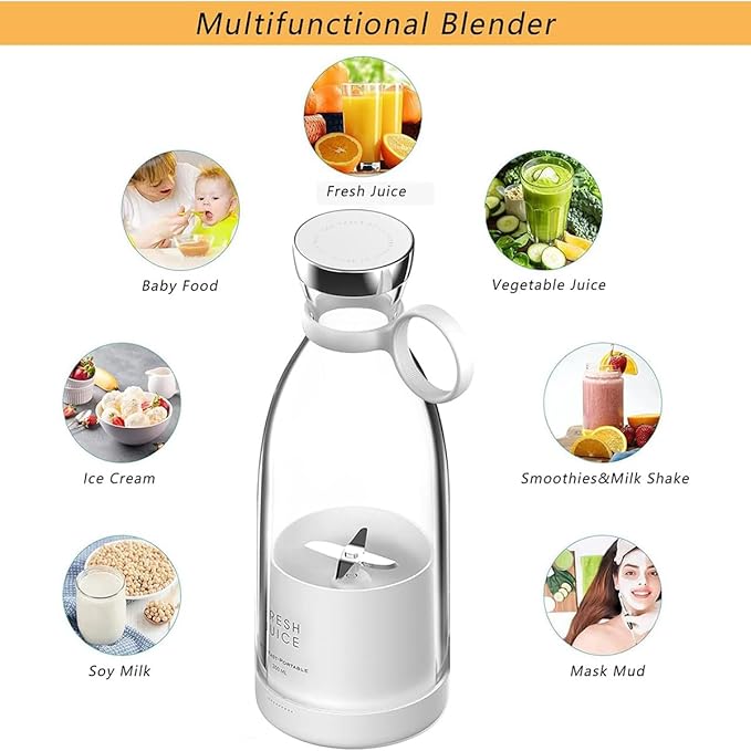 Portable Juicer Blender, 350ml Rechargeable Electric Blender for Fresh Juice, Fruit & Milkshakes, BPA-Free, Easy Clean, Compact Travel Cup for Gym, Office, Home（Pink）