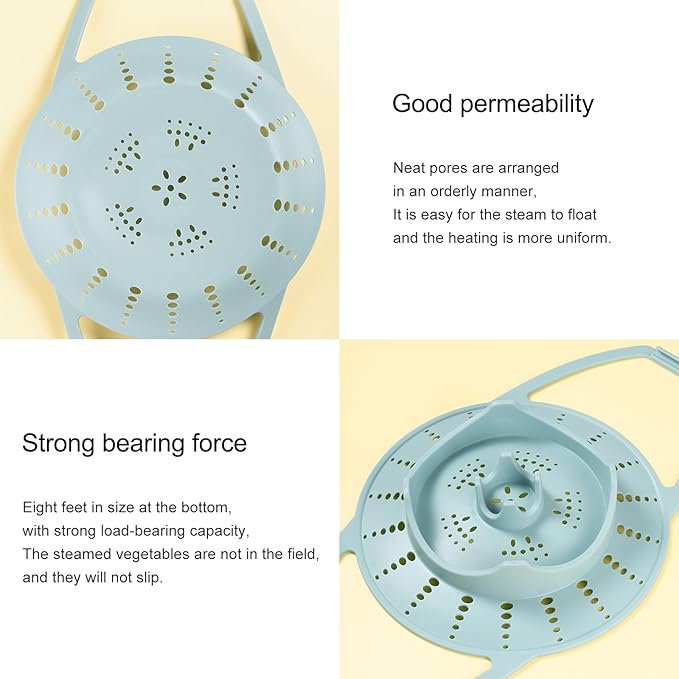 Collapsible Silicone Steamer Basket Small Size - Foldable Steam Basket for Vegetables, Dumplings & Eggs, Heat Resistant Microwave Safe Steamer, Kitchen Essential,Blue