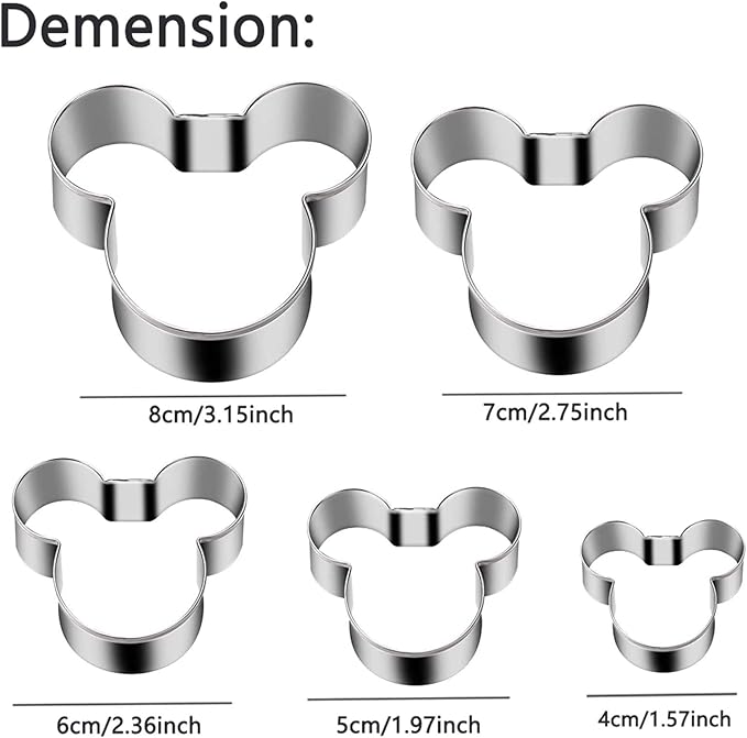 Mickey Love Heart Cookie Cutter, Pack of 5,Set of 2