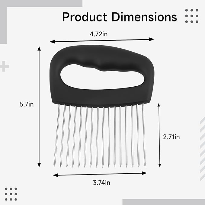 3 Pcs Stainless Steel Onion Holder for Slicing, 16-Prong Slicer/Tenderizer Tool, Ergonomic Handle, Kitchen Safe
